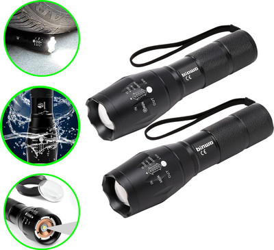 CICASTO Hand LED Flash Torch Light Outdoor 2000 Lumen Zoomable Xml T6 Led Torch(Black, 16 cm, Rechargeable)