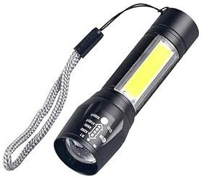 KAVANA LED Portable Flashlight with Mini Torch Waterproof USB Rechargeable Torch(Black, 9.5 cm, Rechargeable)