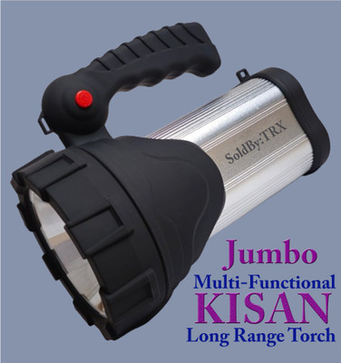 TRX 2 km long range blinker LED metal body kisan torch 200W jumbo heavy duty battery 15 hrs Torch Emergency Light(Multicolor)