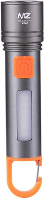 MZ M985 (ZOOMABLE LED METAL TORCH)4 Modes 50W Flashlight + 36W COB light Torch(Silver, 13.5 cm, Rechargeable)
