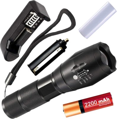 SmaaLL SUn 700Mtr Long Beam Led Zoomable Rechargeable Flashlight Torch Waterproof Torch(Black, 15 cm, Rechargeable)