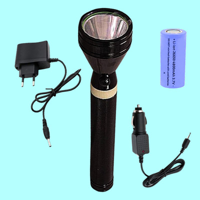 SEEGATE Rechargeable 13W LED powerful 4800mAh battery capacity torchlight Torch(Black, 20 cm, Rechargeable)