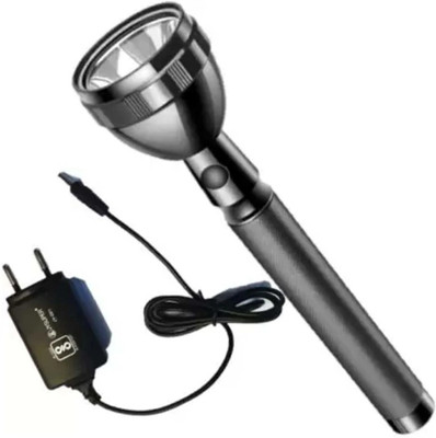 JY-SUPER Lightweight Portable Rechargeable Torch Stylish Flashlight Torch(Black, 24 cm, Rechargeable)