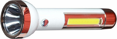 Care 4 JY-1703 rechargeable led flashlight Torch with cob light option Torch(White, Gold, 15.5 cm, Rechargeable)