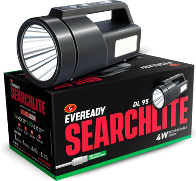 EVEREADY SEARCHLITE TYPE-C RECHARGEABLE FLASHLIGHT DL95 Torch(Black, 22 cm, Rechargeable)