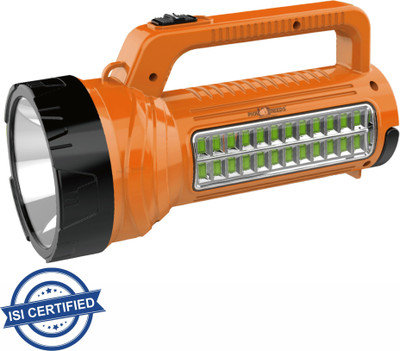 Pick Ur Needs 4 in 1 Long Range Search led Torch Light Rechargeable With 2000mAh Battery Torch(Orange, 23 cm, Rechargeable)