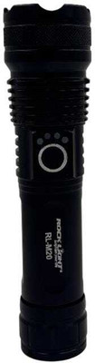 Kay-Joy RL-M20 LED Metal Torch | 3000mAh Battery | Zoomable Focus | Emergency Flashlight Torch(Black, 15 cm, Rechargeable)