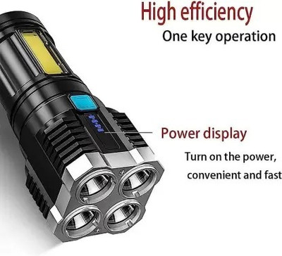 BSVR High quality Super Bright LED Flashlight 4 Lighting Torch High Lumens 112 6 hrs Torch Emergency Light(Black)