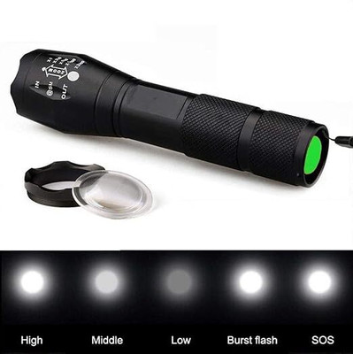 JGG Jain Gift Gallery Flashlight With 5 Modes, Handheld Mini Torch Sports,1 Piece,Aluminum,2000 Lumen Torch(Black, 15 cm)