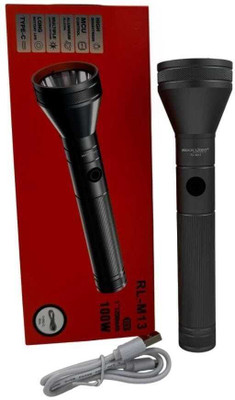 Kay-Joy RL-M13 1200mAh Portable Torch | Waterproof | Outdoor Camping Light Torch(Silver, Black, 18 cm, Rechargeable)