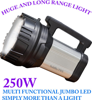 TRX 3 km long range Multi-function Camping light 250W super bright jumbo blinker led Torch(Black, Silver, 25 cm, Rechargeable)