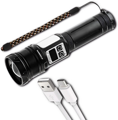 ApexBeam Torch with Super Beam for Adventure Trips Torch(Black, 17.5 cm, Rechargeable)