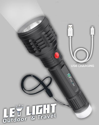 FIRSTLIKE Rechargeable Long Range Torch Super Bright Light For Widely Used Torch(Black, 16 cm, Rechargeable)