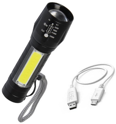 JY-SUPER Mini LED Flashlight Rechargeable Built-in Battery Water-Resistant USB Torch COB Flashlight(2w) Torch(Multicolor, 11 cm, Rechargeable)