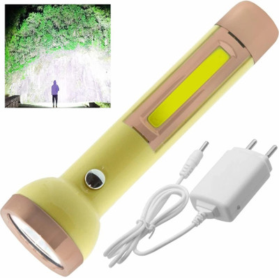 CRENTILA Rechargeable Emergency Light 2 In 1 Led FlashLight High Power with Side Light Torch(Multicolor, 15 cm, Rechargeable)