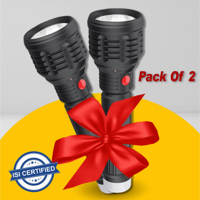 Pick Ur Needs Emergency Rechargeable Long Range 2 Mode Mini Torch Light With Lithium Battery Torch(Black, 5 cm, Rechargeable)