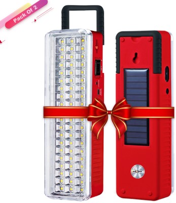 Daily Needs Shop Solar Emergency Rechargeable 60 Led Floor Lantern Lamp Light Pack of 2 7 hrs Lantern Emergency Light(Red)