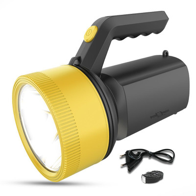 Pick Ur Needs Long Range Rechargeable 100W Emergency Search Light with Blinker Handheld Torch(Yellow, 20 cm, Rechargeable)