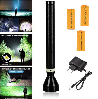 CICASTO Outdoor Camping Torch with Rechargeable Battery and Bright LED Light Torch(Black, 34 cm, Rechargeable)