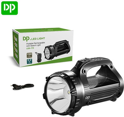 Dp 770 PORTABLE RECHARGEABLE LED SEARCH LIGHT, 2.2 W, 1300mAh BATTERY Torch(Black, 16 cm, Rechargeable)