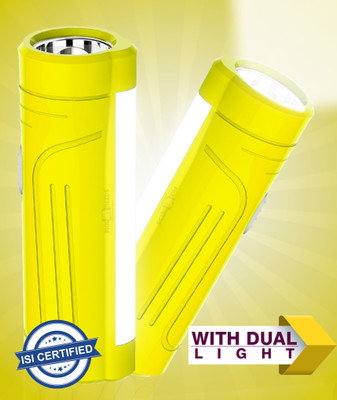Pick Ur Needs Emergency Rechargeable Mini Pocket LED Light With 1200 mAh Long Battery Torch(Yellow, 17 cm, Rechargeable)