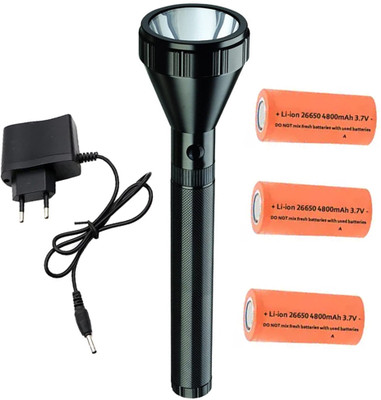 linax Rechargeabl 3 Mode LED heavy duty 1500m Distance 25W Long Lasting Torch Torch(Black, 34.5 cm, Rechargeable)