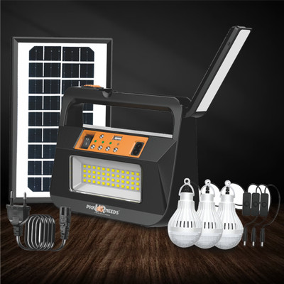 Pick Ur Needs Emergency Torch Lamp Rechargeable Solar Inverter With 3 Individual 6V Led Bulbs Torch(Black, 16 cm, Rechargeable)