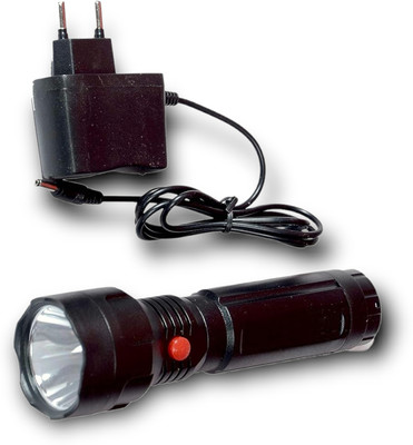 GLOWISH RECHARGEABLE WHITE LED SUPER BRIGHT FLASHLIGHT WITH SIDE SUPPORT LED LAMP Torch(Black, 8 cm, Rechargeable)