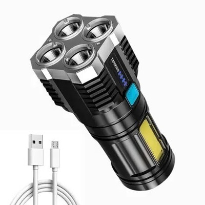BSVR High quality Super Bright LED Flashlight 4 Lighting Torch High Lumens 03 Torch(Black, 6 cm, Rechargeable)