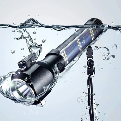 JOYGESTURE Aluminum 7 Mode Rechargeable Solar LED Torch Light Torch(Multicolor, 25 cm, Rechargeable)