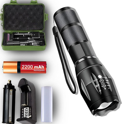 ApexBeam 5 Mode LED Torch with Strobe, SOS, and Adjustable Beam Torch(Black, 11.5 cm, Rechargeable)