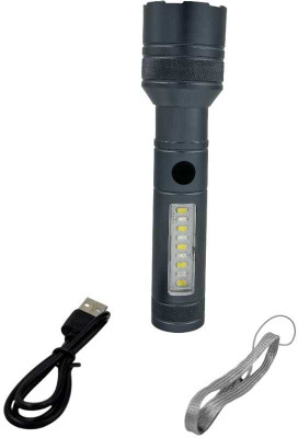 Kay-Joy RL-M41 Aluminum Alloy Torch | Zoom Head, Cold/Warm Dual Light Torch(Black, Silver, 18 cm, Rechargeable)