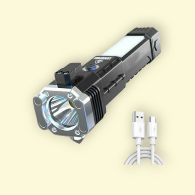 MOMENTIME 11W LED Torch Flashlight Long Beam Range with Power Bank Hammer Strong Magnets-4 Torch(Black, 15 cm, Rechargeable)
