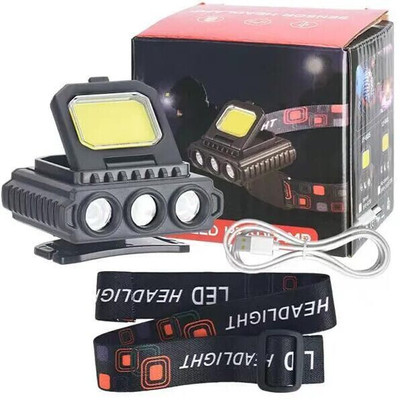 DEGNO 5 in 1 adjustable headlamp battery head torch waterproof cob head light Torch(Black, 3 cm, Rechargeable)