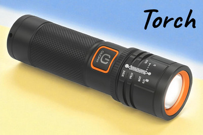 Stybits X363 High Lumen Rechargeable Torch | Long Range Searchlight Torch(Multicolor, 11 cm, Rechargeable)