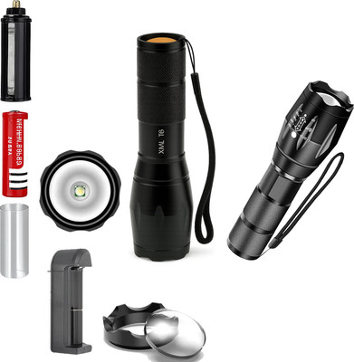 CICASTO Super Bright Waterproof Tactical LED Torch Flashlight Most Powerful Torch(Black, 16 cm, Rechargeable)