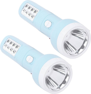 PESCA Rechargeable Emergency Light 2 In 1 Led Flash Light High Power Combo Torch(Green, 18 cm, Rechargeable)