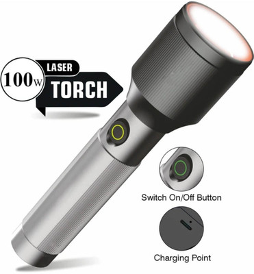 PICSTAR Rocklight M-11 Aluminium Torch 100 Watt 2200 mAh battery Torch(Grey, 5 cm, Rechargeable)