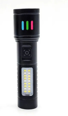 MZ 625 (RECHAREABLE LED METAL TORCH) Zoomable 6 Modes 15W+COB Light Torch(Black, 14 cm, Rechargeable)