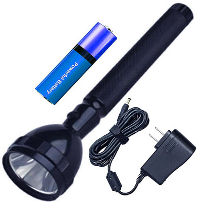 Edisonn 2200 mAh Battery Rechargeable 700 Meter Range 2W Torch Emergency Light Lamp Torch(Black, 20.7 cm, Rechargeable)