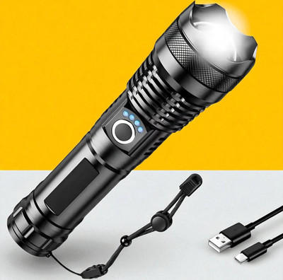Ziddjeet X518 Long Lasting Powerful Torch–LED Torch with Waterproof and Shockproof Design Torch(Multicolor, 11 cm, Rechargeable)