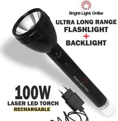 BRIGHT LIGHT ONLITE Rechargeable 2 In 1 Torch Light Battery 2000mAh Flash With Back Light Torch(Black, 27 cm, Rechargeable)