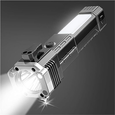 Adhvika Flashlight Long Distance Beam Range with Power Bank Hammer and MagnetsProBeam Torch(Red, Black, 16.5 cm, Rechargeable)