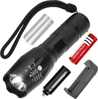 CICASTO Heavy Duty Rechargeable Torch with Long Distance Beam and Zoomable Focus Torch(Black, 15 cm, Rechargeable)