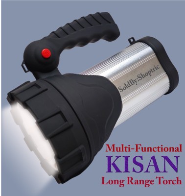 shoptric metal body multifunctional kisan torch for 3 km long range brightest blinker LED 15 hrs Torch Emergency Light(Multicolor)