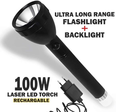 anishify LED Rechargeable Flashlight 100W Night Lamp Converter Waterproof 9050 Torch(Black, 27 cm, Rechargeable)