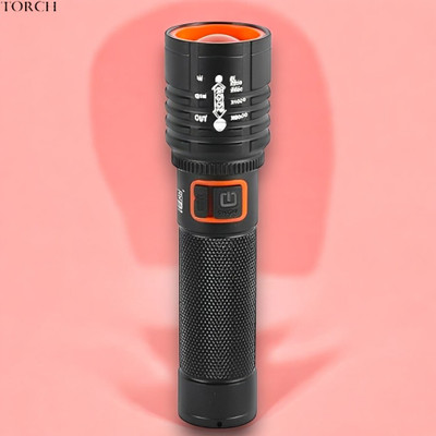 Stybits X304 (ZOOMABLE LED Metal Torch) 4 Modes Flashlight, Super Bright Torch(Multicolor, 11 cm, Rechargeable)