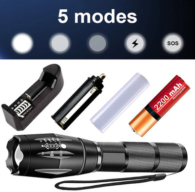 MEKER Small Sun 5 Mode 500 Meter Chargeable Waterproof LED 20 W Flashlight Torch Torch(Black, 16 cm, Rechargeable)