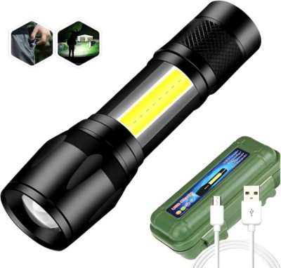 anishify Mini Zoomable Rechargeable COB USB Charging Led ,Water Proof Torch Torch(Black, 10 cm, Rechargeable)