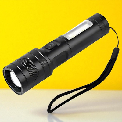 3BAAN A509 (ZOOMABLE METAL LED TORCH) 3 Modes Flashlight, Super Bright Torch(Black, 11 cm, Rechargeable)